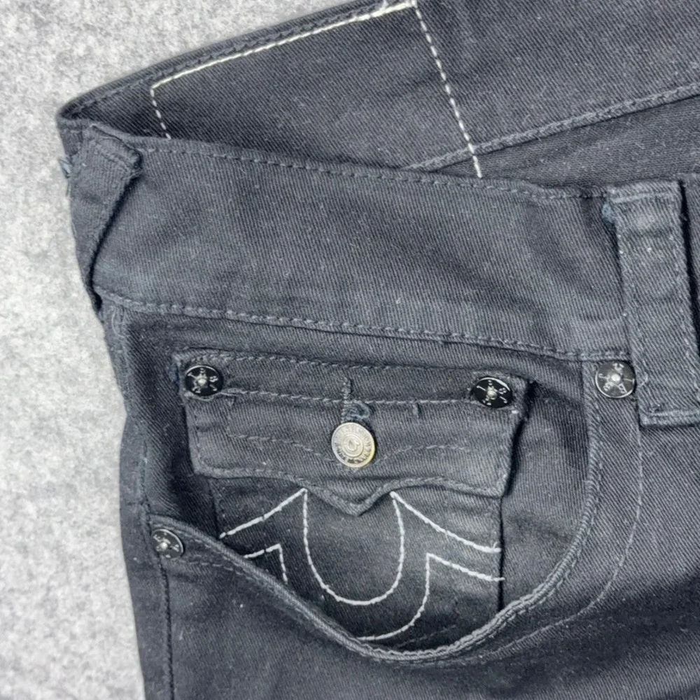 True Religion Jeans Mens 36x34 Black Rocco Relaxed Skinny Flap Pocket Denim